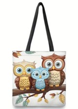 1pc Owl Patterned Shoulder Tote Bag - Reusable Casual Travelling Shopping Gift