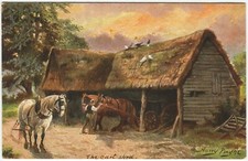 HORSES, THE CART SHED, RURAL, HARRY PAYNE, DORSET FARMS - Art Postcard Tuck