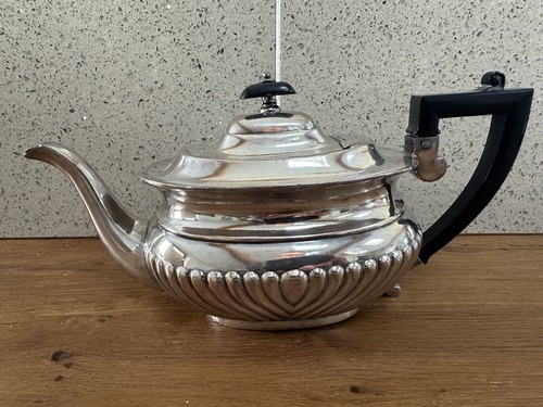 Antique silver teapot - teapot, fluted