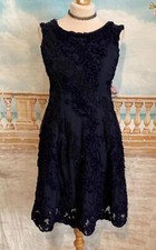 Evening Dress 16 Navy Blue Beaded Tapework PHASE EIGHT Collection 8 Fit & Flare