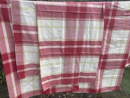 Cream red cotton linen - red,