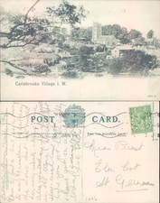 Carisbrooke Village view with church Peacock Brand 1926 postmark Cities Towns