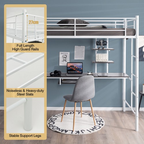 Single metal loft bed - metal,