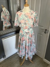 Ladies Stunning Vintage Size 12 Berkertex Dress With Floaty Hem - Belt 