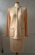 Quimo Like Grazia Yellow Knitted Wool Mix 2 Piece Cardigan & Skirt Suit Size 14