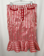 New Living Dead Souls Skirt Juniors XXL Red White Plaid Retro Tulip With Ruffle