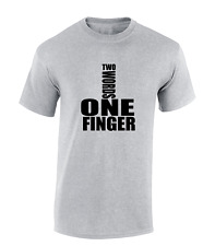 TWO WORDS ONE FINGER MENS T SHIRT FUNNY RUDE MIDDLE FINGER JOKE DESIGN TOP NEW