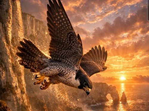 Peregrine falcon mural - peregrine,