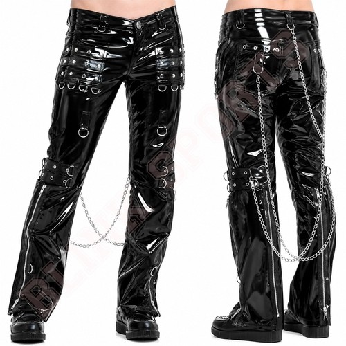Mens black pvc gothic pants - mens,