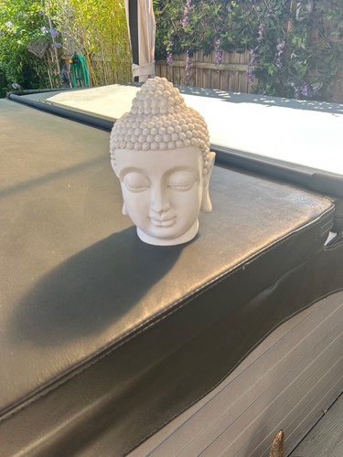 White buddha head statue - white,