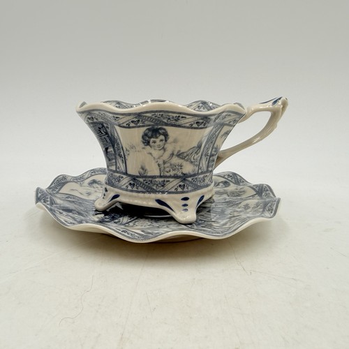 Blue gray transferware tea - gray,