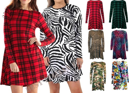 Womens printed swing dress - printed,