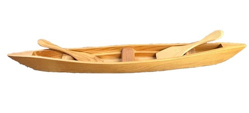 Hand carved wooden canoe - hand,