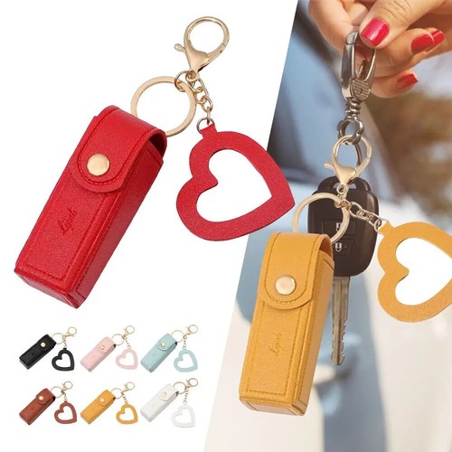 Leather mini lipstick bag - leather,