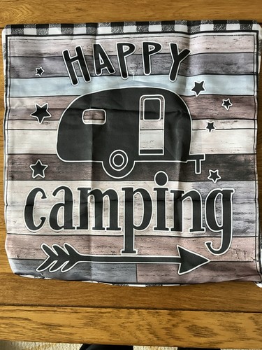 Happy camping caravan cushion - happy,