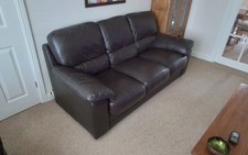 brown leather 3 piece suite