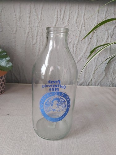Old glass milk bottle with - glass,