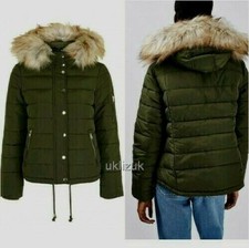 Topshop Khaki Green Puffer Jacket - Size 8