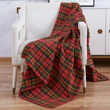 Fleece Throw Blanket 120x150cm Soft Warm Single Tartan Check Sofa Bed Travel Car