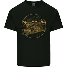 Gold Locomotive Steam Engine Train Spotter Mens Light Cotton T-Shirt