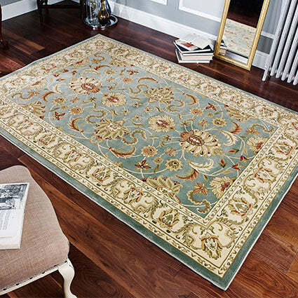 Teal blue rug - blue, traditional