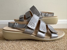 Hotter Milan Silver Wedge Slingback Sandals UK 8 EXF Wide Fit EU 42