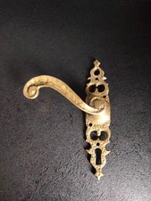 Brass Door Handle Antique Gothic Style Solid Brass With Hammered Detail pre own