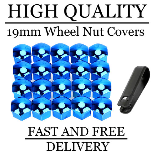 19mm chrome blue wheel nut - wheel,