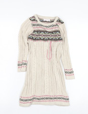 Jillian's Closet Girls Beige Fair Isle Knit Dress Size 4