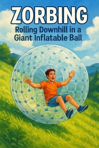Zorbing rolling downhill a - in,