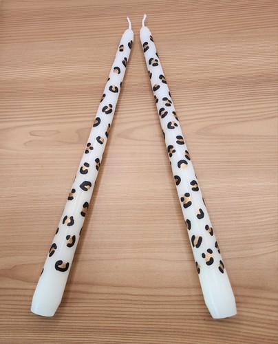 Leopard print dinner candles - print,