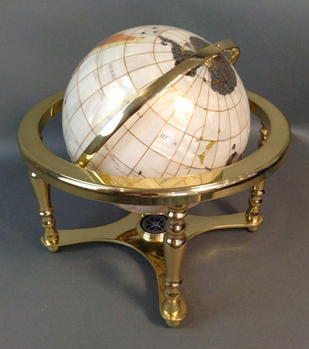 Pearlised gemstone world globe - pearlised,