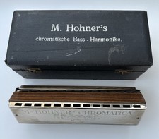 Antique M. Hohner Chromatica 265 Double Bass Harmonica w/ Case Very rare