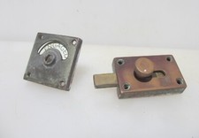 Antique Bronze Door Lock Sliding Bolt Old Vintage Deco Toilet WC Brass Vacant