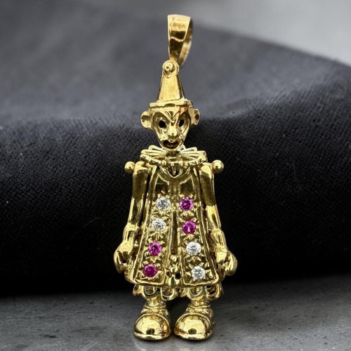 Vintage clown pendant - cz,