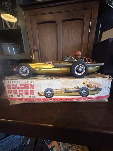 Rare golden friction racer - racer, tin