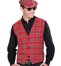 Unisex Adult Red Tartan Vest