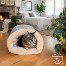 Cozy Winter Cat Nest Plush Warm Sleeping Bag Soft Pet Cats Bed Semi Enclosed~UK