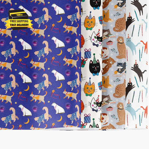 Cat wrapping paper - cat,