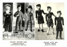 Vintage Knitting Patterns WW2 Army, Navy, Air Force, WAAF, WRNs, ATS Toys Dolls