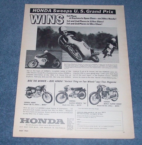 1962 honda motorcycles vintage - 1962,