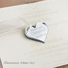 Personalised 4cm Mirrored Heart Wedding Favours, for Invitations or Decorations.