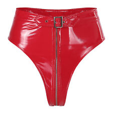 Women Shiny PVC Leather Wet Look Zipper Crotch Hot Pants Booty Shorts Clubwear
