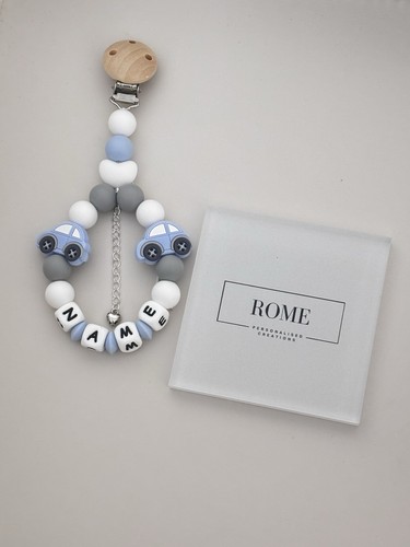Personalised blue car pram - blue,