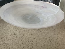 Portmeirion Frosted Swirl 12” White glass bowl Fruit, Salad Or Decorative