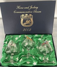 Martell Cognac 2002 Grand National Horse  Race Commemorative Brandy Glasses