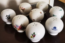 Vintage Ceramic Pomanders, Set of 8, Floral, Large Bulb Shape, 8.5cm Diameter
