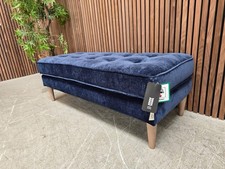 Designer Label Ebben Mid Century Modern Footstool In Derry Indigo RRP:£429