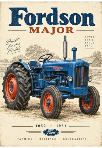 Fordson major tractor poster - fordson,