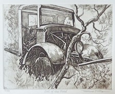 ELWOOD J. (Woody) MILLER (1929-2001) End of the Road truck Hand SIGNED Etching